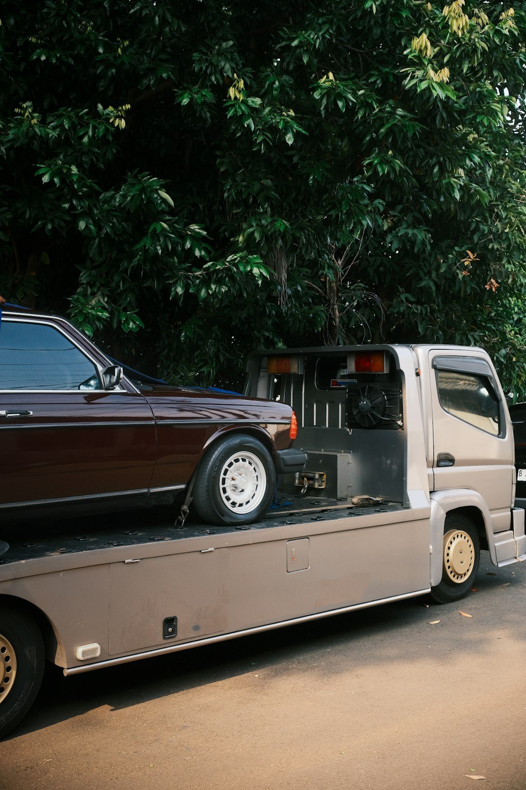 Mercedes on a tow truck
